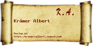 Krámer Albert névjegykártya